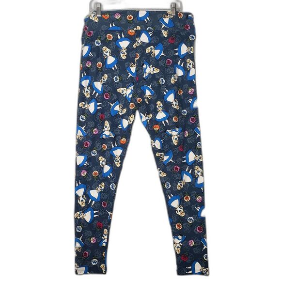 LuLaRoe Disney Alice in Wonderland Blue Leggings PJ Pants Womens Plus Size TC2 - Picture 2 of 7